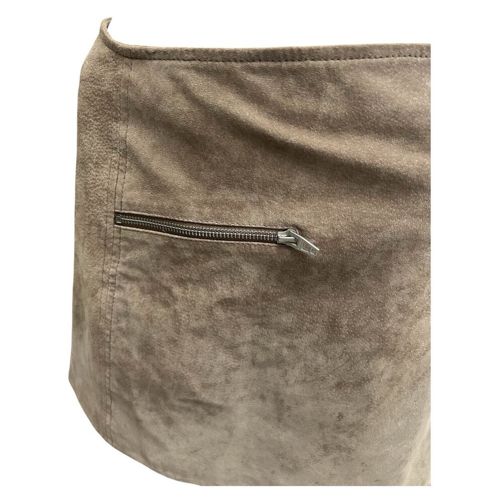 Blank NYC Sz 25 Midnight Tocker Suede Leather Mini Skirt Tan Side Zip Pocket - Picture 5 of 12